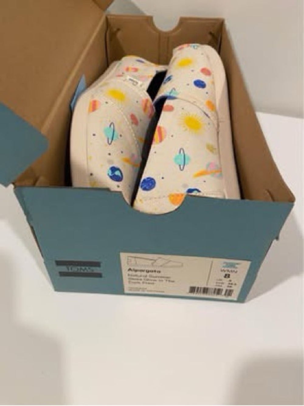 TOMS Kids Planet Print Slip-On Shoes - Cream with Blue Insole - Picture 6 of 6